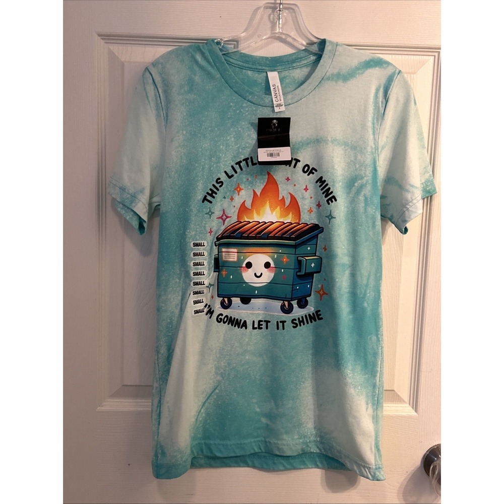 NWT Dumpster Fire Shirt This Little Light of Mine Teal Size S